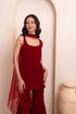 Maroon Velvet Salwar Suit - Close-up View | Samyak Fashion