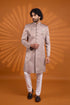 Mauve Art Silk Mens Premium Men's Sherwani - Front View | Samyak Fashion
