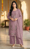 Mauve Chiffon Salwar Suit - Front View | Samyak Fashion