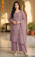 Mauve Chiffon Salwar Suit - Front View | Samyak Fashion