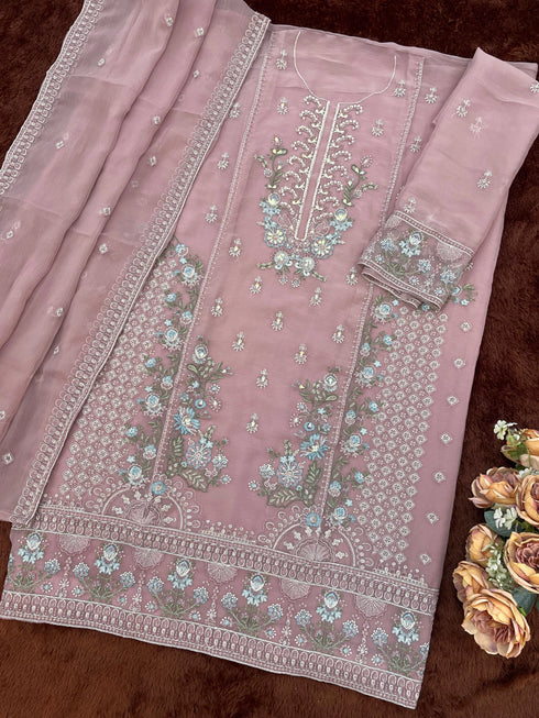 Mauve Chiffon Salwar Suit - Side View | Samyak Fashion