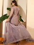 Mauve Fendy Satin Salwar Suits - Back View | Samyak Fashion