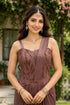 Mauve Real Premium Lycra Gown - Back View | Samyak Fashion
