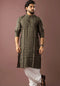Mehandi Green Modal Silk Mens Kurta With Payjama - Front View | Samyak Fashion
