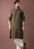 Mehandi Green Modal Silk Mens Kurta With Payjama - Front View | Samyak Fashion