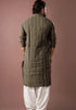 Mehandi Green Modal Silk Mens Kurta With Payjama - Back View | Samyak Fashion