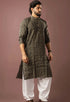 Mehandi Green Modal Silk Mens Kurta With Payjama - Close-up View | Samyak Fashion