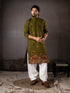 Mehandi Silk Mens Kurta With Payjama - Front View | Samyak Fashion