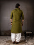 Mehandi Silk Mens Kurta With Payjama - Back View | Samyak Fashion