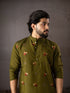 Mehandi Silk Mens Kurta With Payjama - Side View | Samyak Fashion