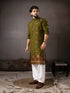Mehandi Silk Mens Kurta With Payjama - Detail View | Samyak Fashion