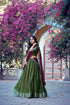Mehendi Green Chinon Lehenga Choli Ethnic - Back View | Samyak Fashion