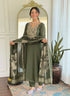Mehendi Green Cotton Blend Salwar Suit - Back View | Samyak Fashion
