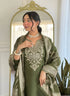Mehendi Green Cotton Blend Salwar Suit - Close-up View | Samyak Fashion