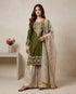Mehendi Green Heavy Gmy Silk Elegant Salwar Suit - Front View | Samyak Fashion