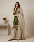 Mehendi Green Heavy Gmy Silk Elegant Salwar Suit - Back View | Samyak Fashion