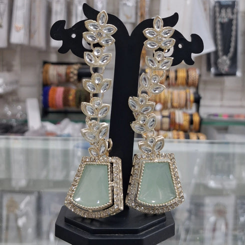 Mint Green Earrings - Back View | Samyak Fashion