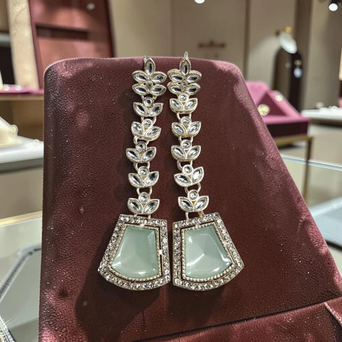 Mint Green Earrings - Side View | Samyak Fashion