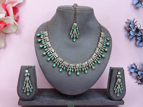 Mint Necklace - Back View | Samyak Fashion