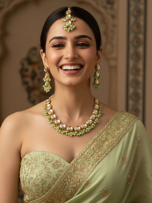 Mint Necklace Set - Back View | Samyak Fashion