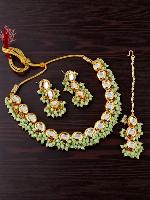 Mint Necklace Set - Side View | Samyak Fashion