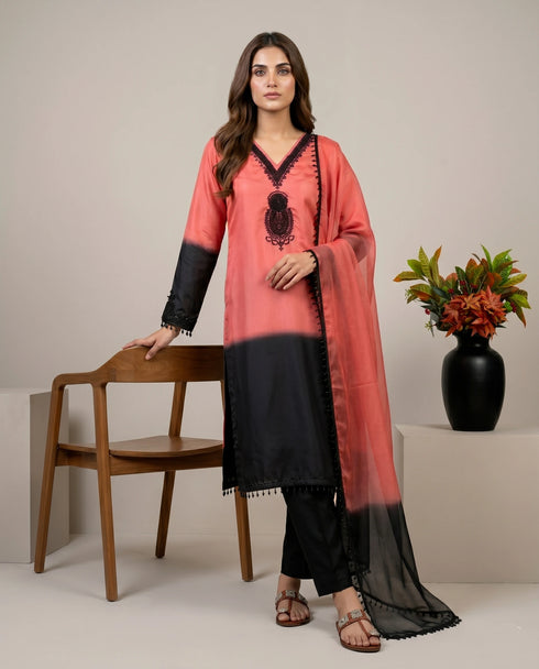 Multi French Crepe Silk Elegant Salwar Suit - Back View | Samyak Fashion