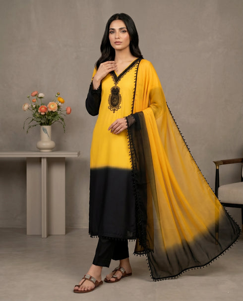 Multi French Crepe Silk Elegant Salwar Suit - Back View | Samyak Fashion