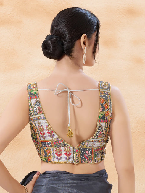 Multi Georgette Position Print Blouse - Side View | Samyak Fashion