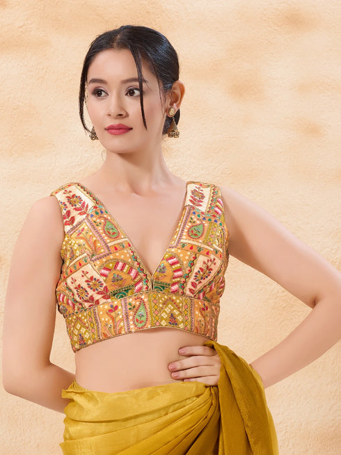 Multi Georgette Position Print Blouse - Front View | Samyak Fashion