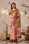 Multi Linen Cotton Party Wear Saree With Blouse - Front View | Samyak Fashion