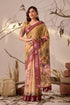 Multi Linen Cotton Party Wear Saree With Blouse - Front View | Samyak Fashion