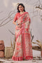 Multi Linen Cotton Party Wear Saree With Blouse - Front View | Samyak Fashion