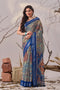 Multi Linen Cotton Party Wear Saree With Blouse - Front View | Samyak Fashion
