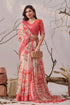 Multi Linen Cotton Party Wear Saree With Blouse - Back View | Samyak Fashion