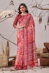 Multi Linen Cotton Party Wear Saree With Blouse - Back View | Samyak Fashion