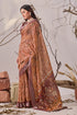 Multi Linen Cotton Party Wear Saree With Blouse - Back View | Samyak Fashion