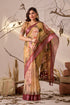 Multi Linen Cotton Party Wear Saree With Blouse - Back View | Samyak Fashion