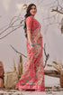 Multi Linen Cotton Party Wear Saree With Blouse - Side View | Samyak Fashion
