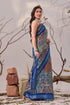 Multi Linen Cotton Party Wear Saree With Blouse - Side View | Samyak Fashion