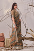 Multi Linen Cotton Party Wear Saree With Blouse - Side View | Samyak Fashion