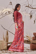 Multi Linen Cotton Party Wear Saree With Blouse - Side View | Samyak Fashion