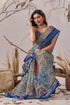 Multi Linen Cotton Party Wear Saree With Blouse - Close-up View | Samyak Fashion