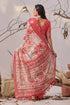 Multi Linen Cotton Party Wear Saree With Blouse - Close-up View | Samyak Fashion