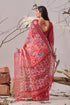 Multi Linen Cotton Party Wear Saree With Blouse - Close-up View | Samyak Fashion