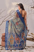 Multi Linen Cotton Party Wear Saree With Blouse - Full View | Samyak Fashion