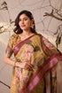 Multi Linen Cotton Party Wear Saree With Blouse - Full View | Samyak Fashion