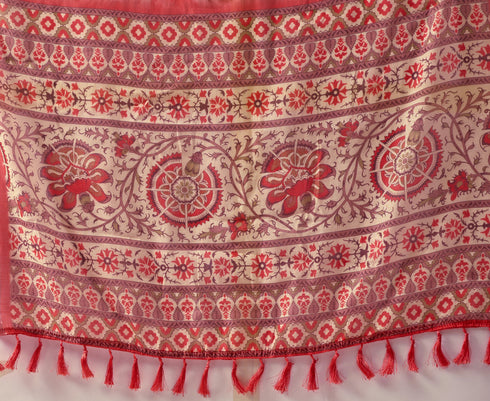Multi Linen Cotton Party Wear Saree With Blouse - Front View | Samyak Fashion