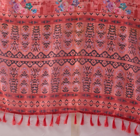 Multi Linen Cotton Party Wear Saree With Blouse - Front View | Samyak Fashion