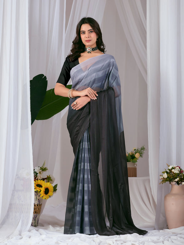 Multi Monsoon Georgette Silk Party Wear Saree With Blouse - Front View | Samyak Fashion