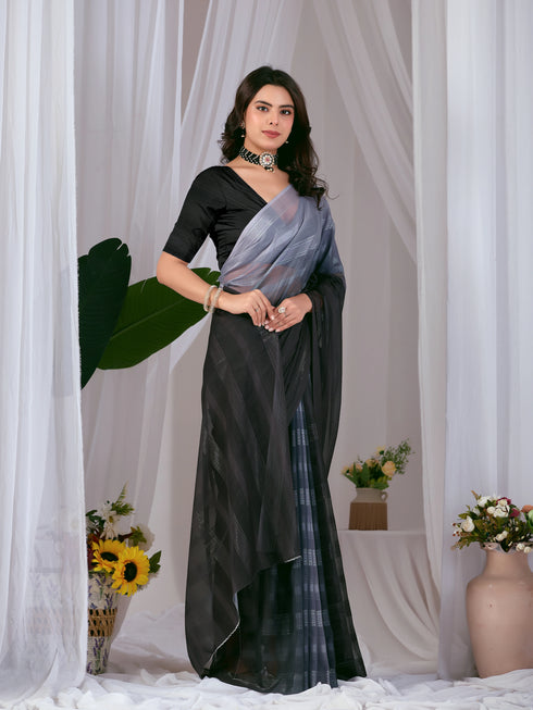 Multi Monsoon Georgette Silk Party Wear Saree With Blouse - Side View | Samyak Fashion